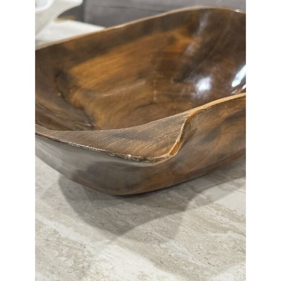 Vintage MCM Leaf Shaped Large Wood Bowl Serving Fruit Home Decor - Picture 6 of 11
